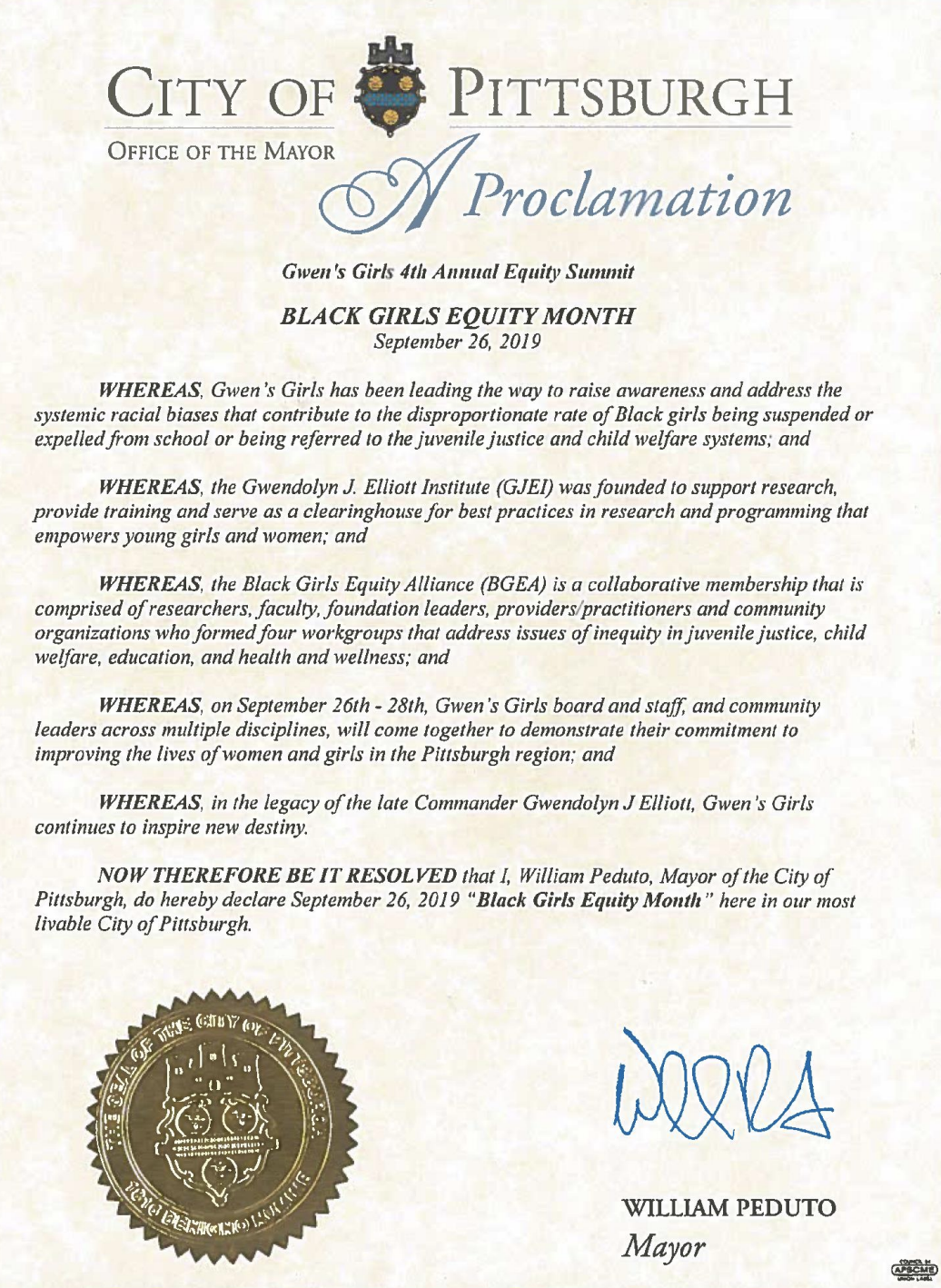 City & County Declare September as Black Girls Equity Month